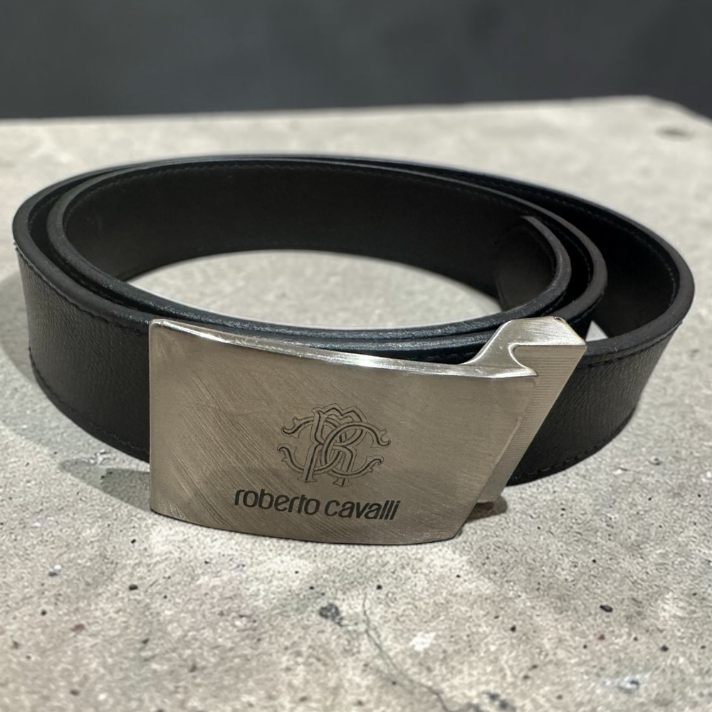 Roberto Cavalli Black Belt with Silver Buckle